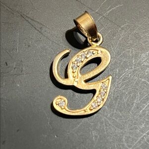 Gold Initial Pendant with Crystals